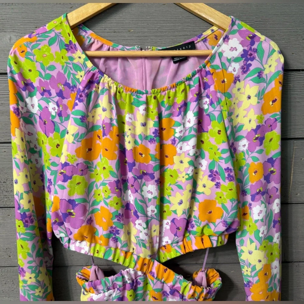 Sanctuary Fresh Garden Vibrant Floral Cutout Mini Dress XS Summer Easter Spring - Picture 8 of 15